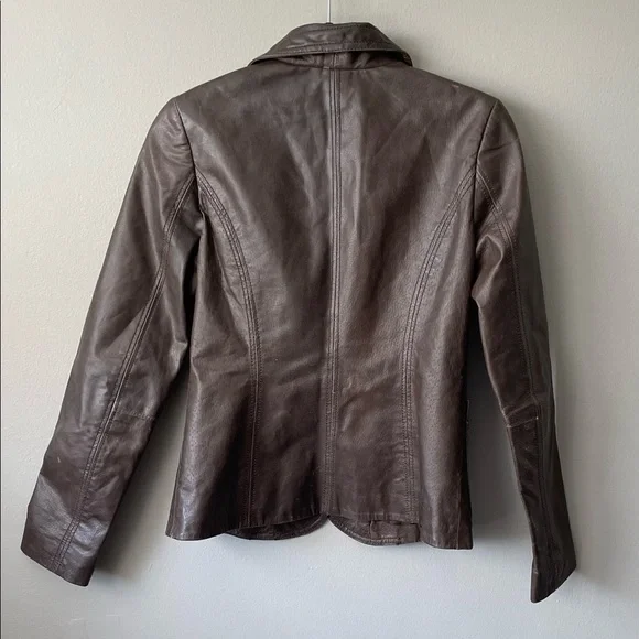 Just Jeans Brown Leather Jacket - Picture 2 of 3